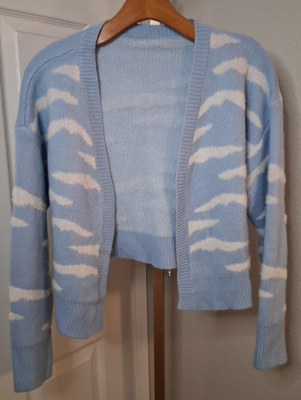 Blue And White Cardigan Sweater Medium